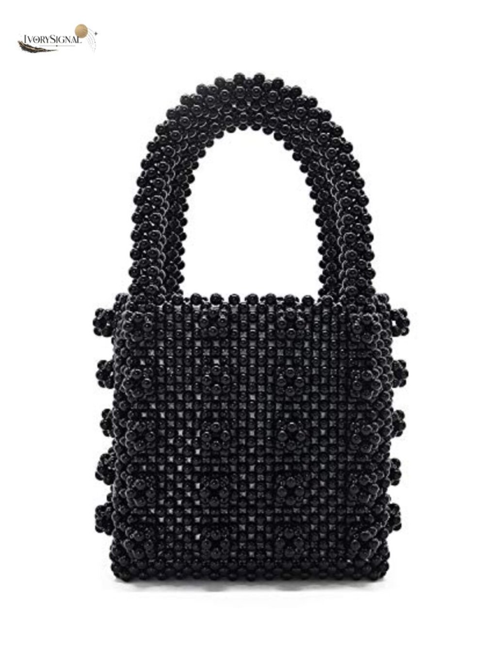 Handmade Beaded Crystal Pearl Tote Bag - Faux Pearl PU Leather
